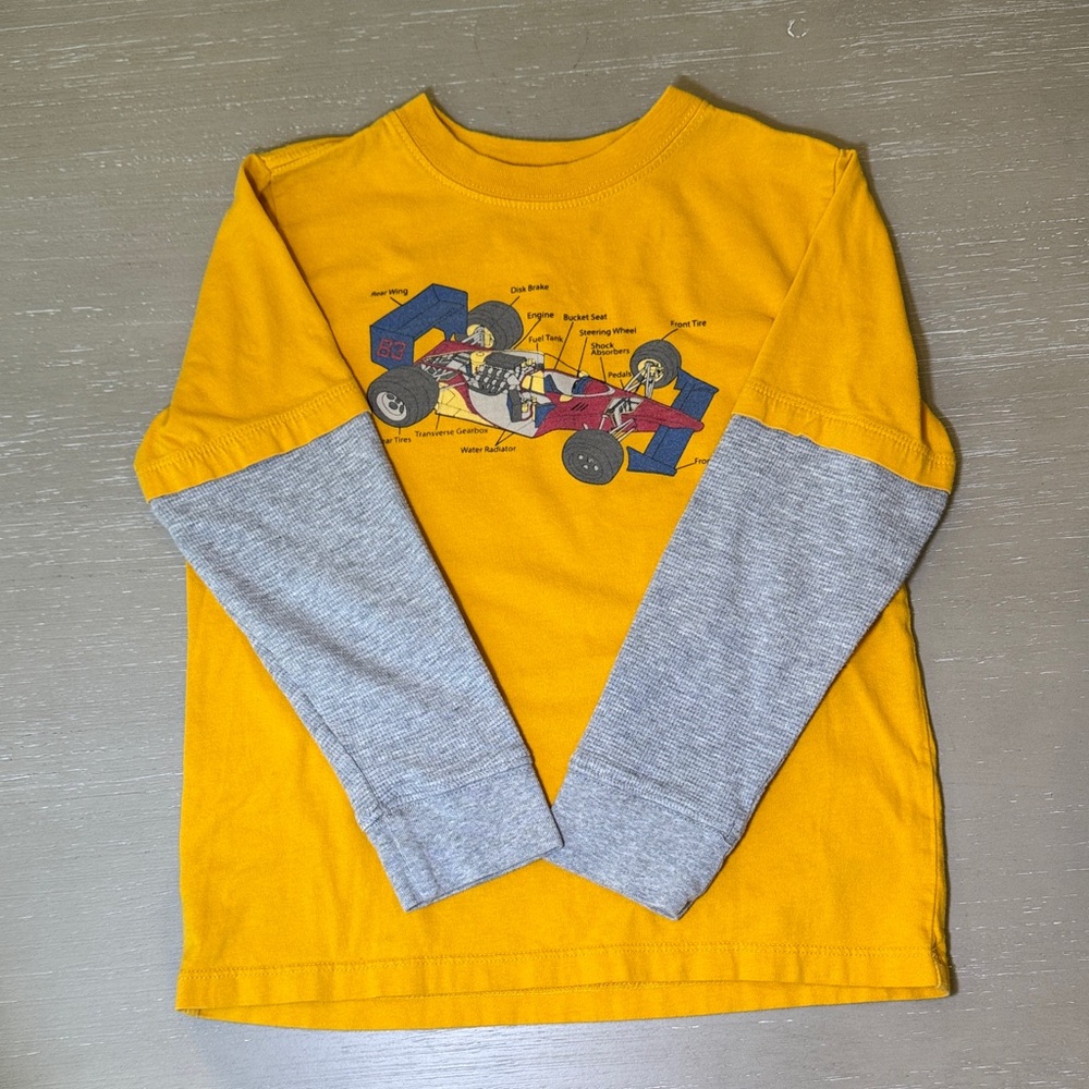 Hanna Andersson Yellow and Gray Long Sleeve Tee
